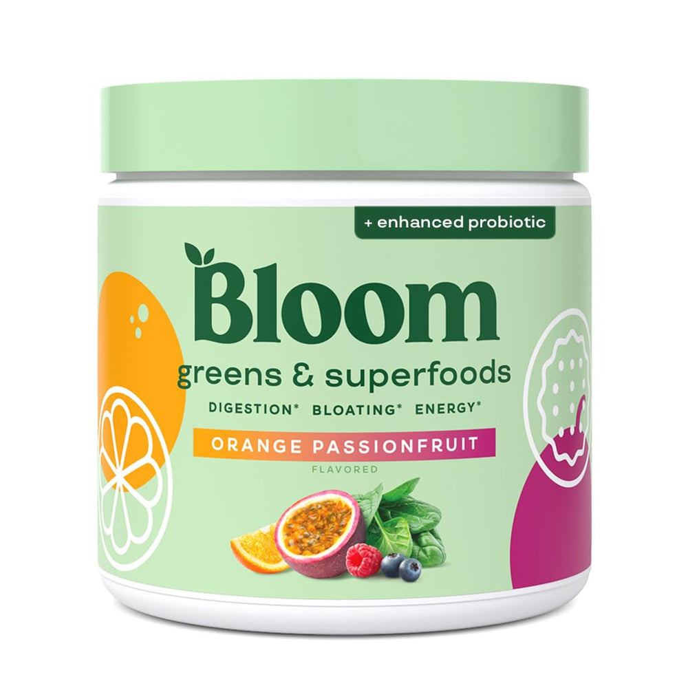 Bloom Nutrition greens powder bottle for a convenient daily greens boost