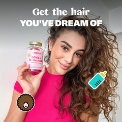 Bloom Robbins Hair Gummy compact-pack view communicates vegan, cruelty-free care.