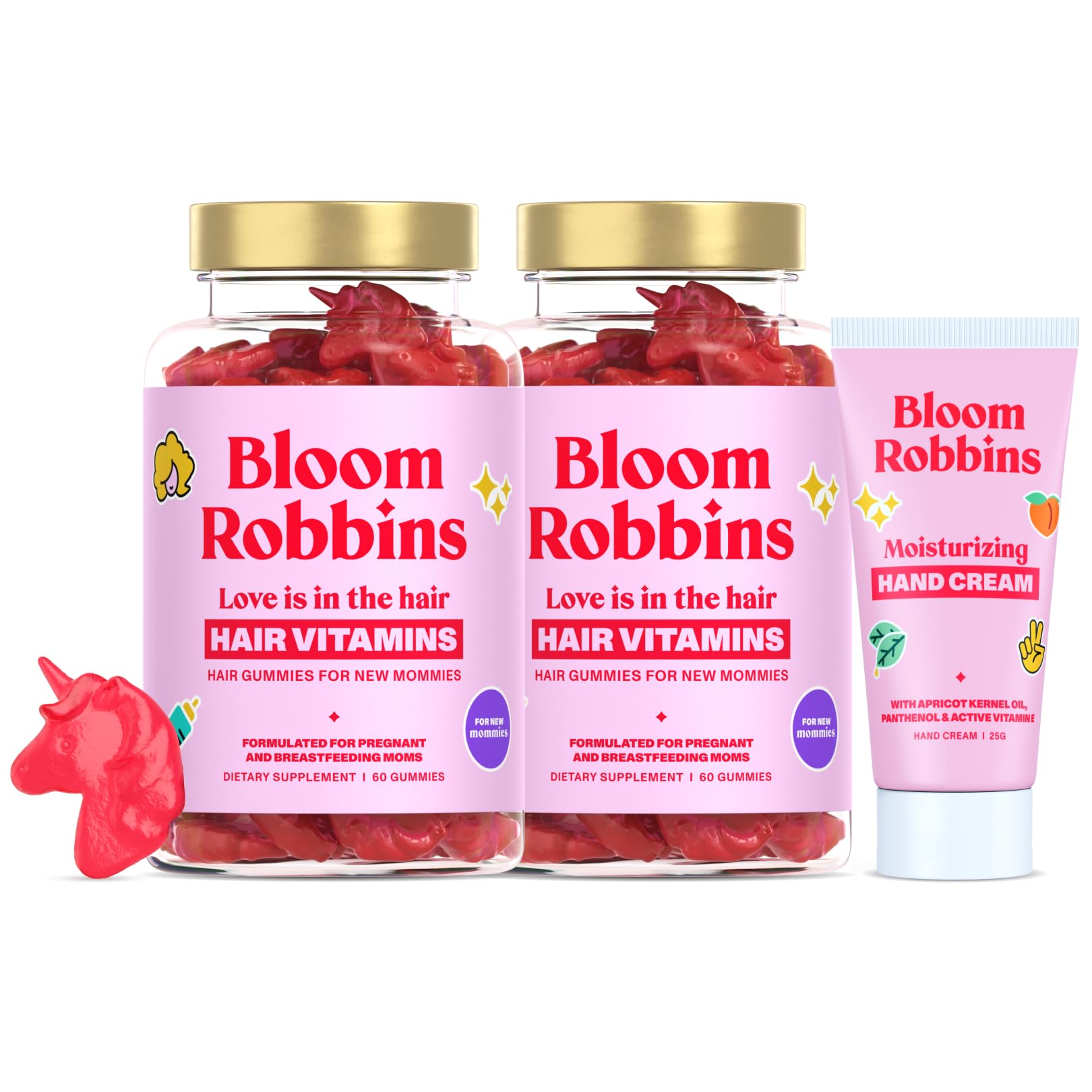 Bloom Robbins Hair Gummy Prenatal jar for convenient daily nourishment