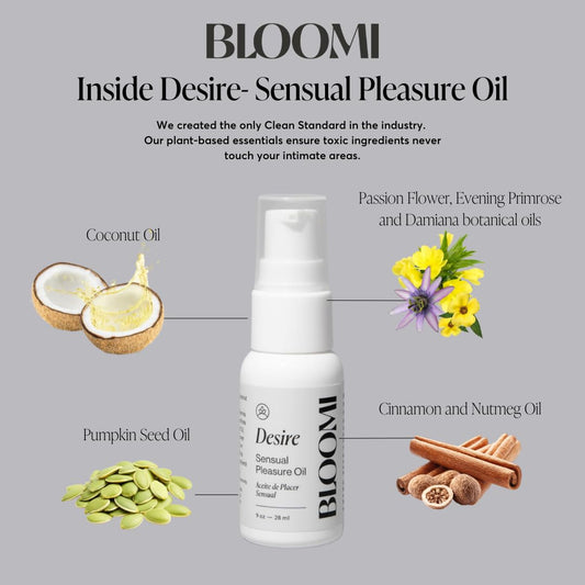 Bloomi Desire Body Oil in massage motion promoting relaxation.