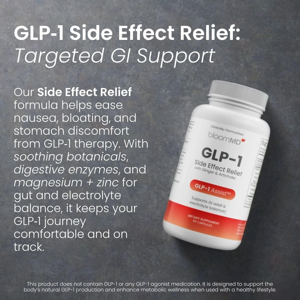 BloomMD B12 energy boost capsules suggesting fatigue support and vitality.