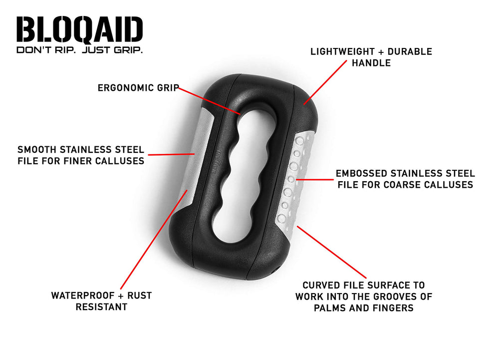 BloQaid Callus Rx ergonomic handle supports comfortable sessions.