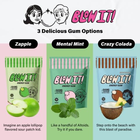 BLOW IT! Blow It Gum Crazy Colada pack front for tropical focus.