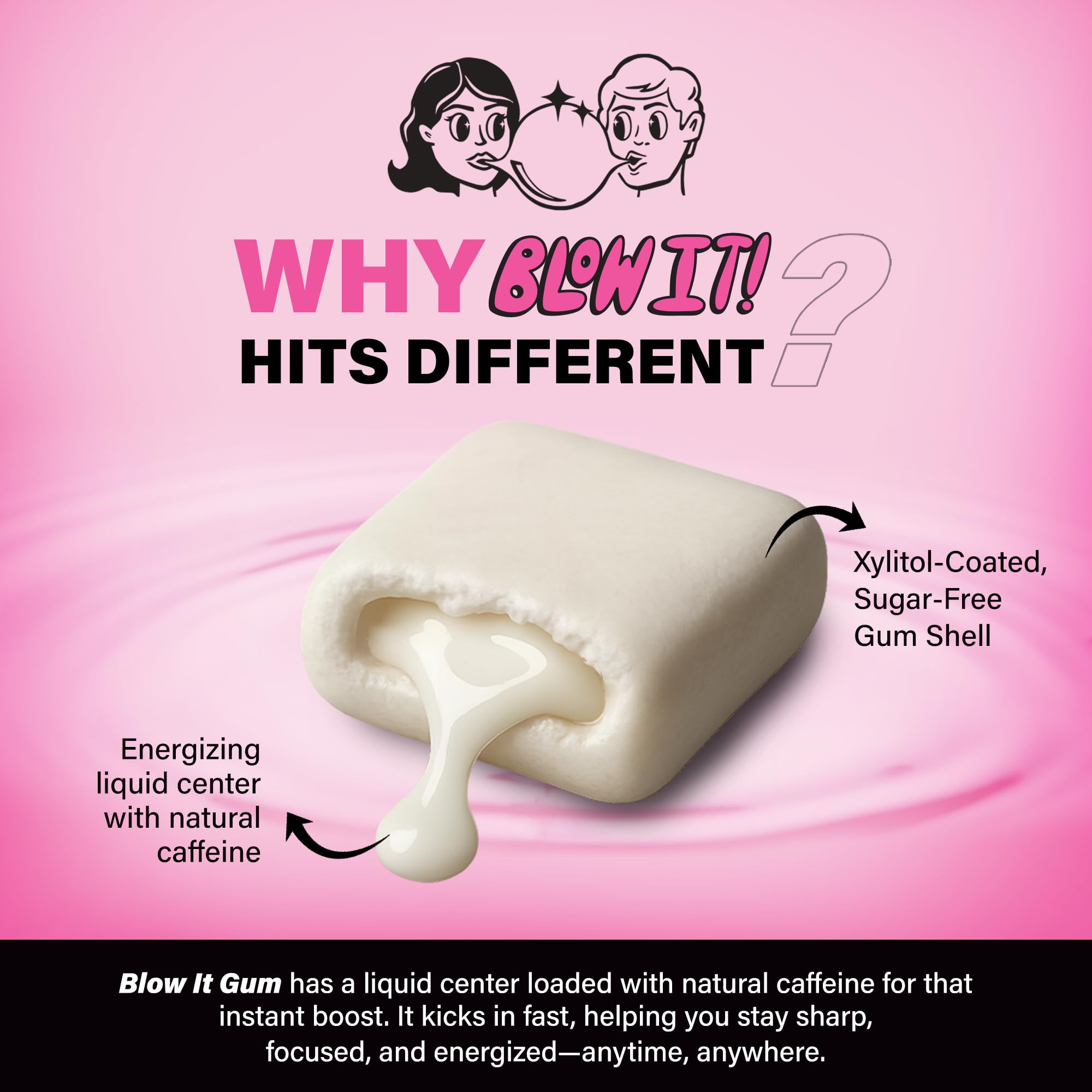 BLOW IT! Blow It Gum Zapple pack front for zingy focus and mood.