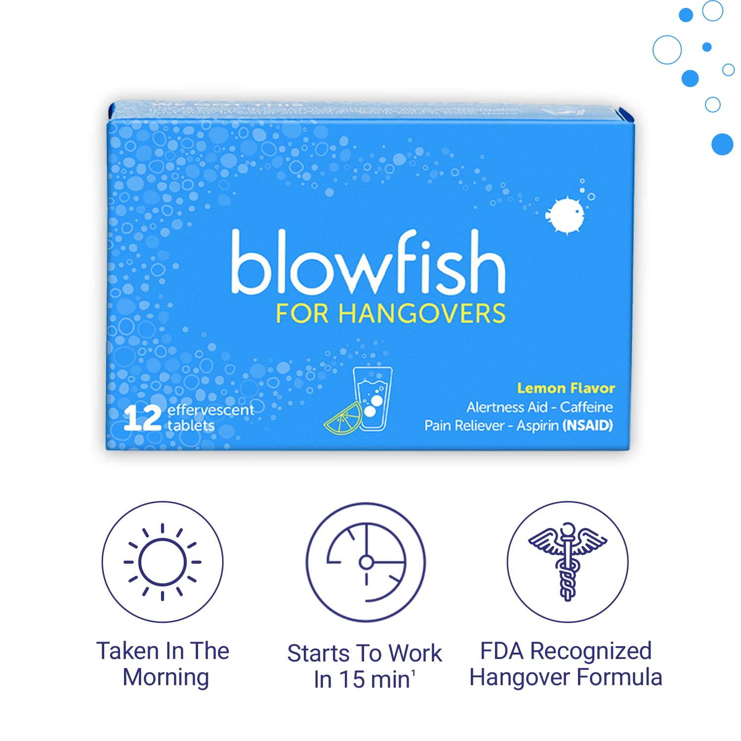 Blowfish travel pack shown for on-the-go hangover support.