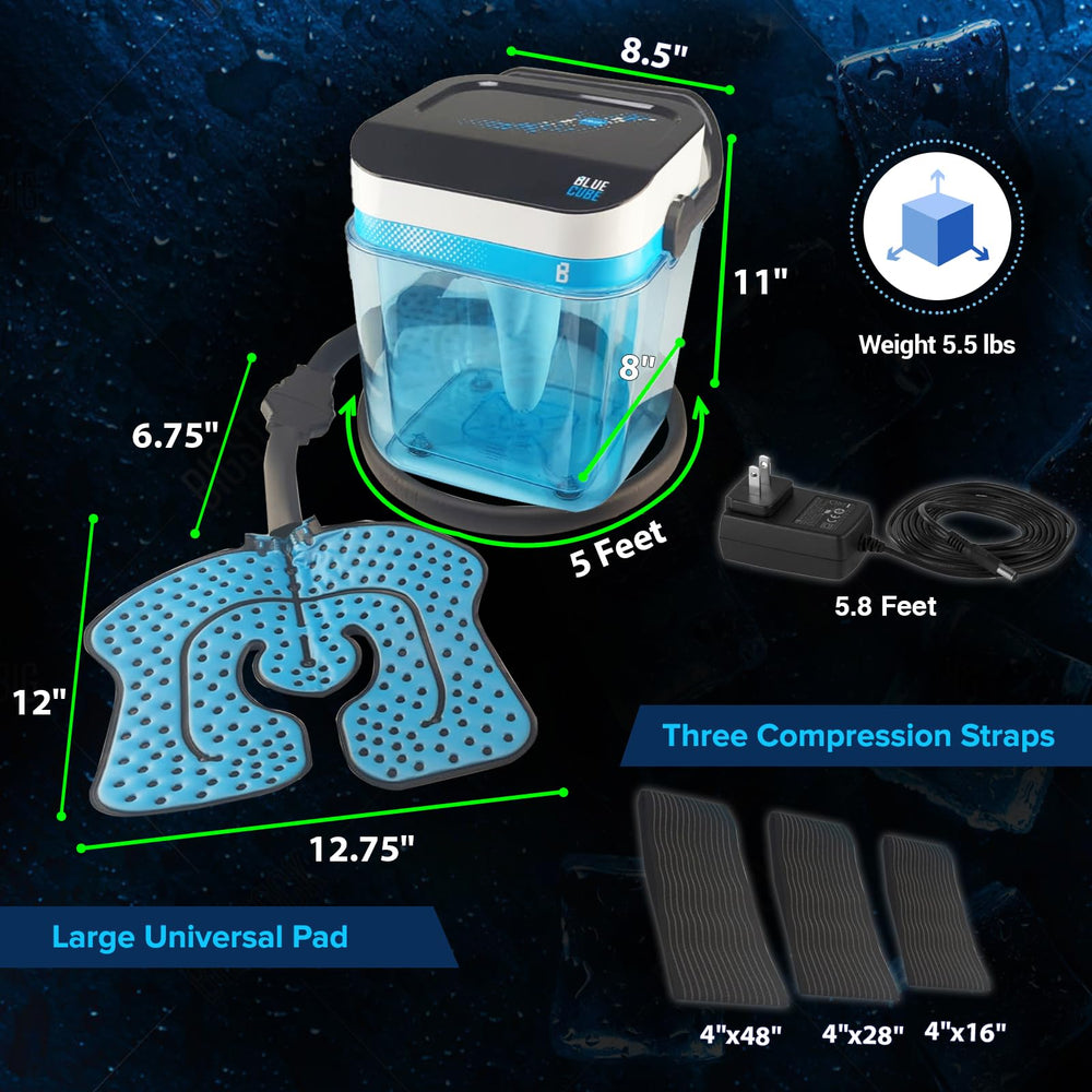 Blue Cube knee application pad provides targeted relief during movement.