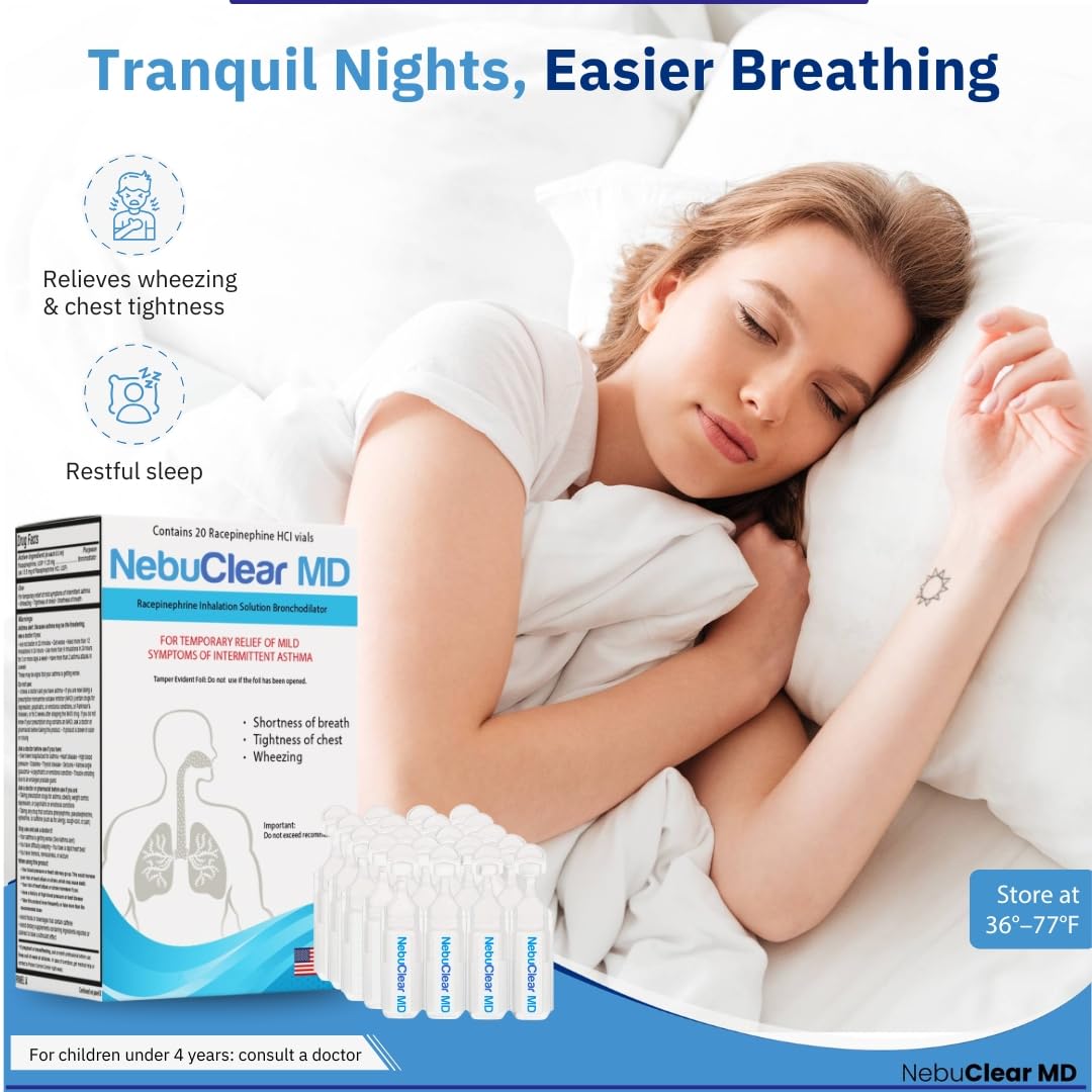 Blue Echo Care NebuClear MD unit-dose vials enable clean, portable treatment.