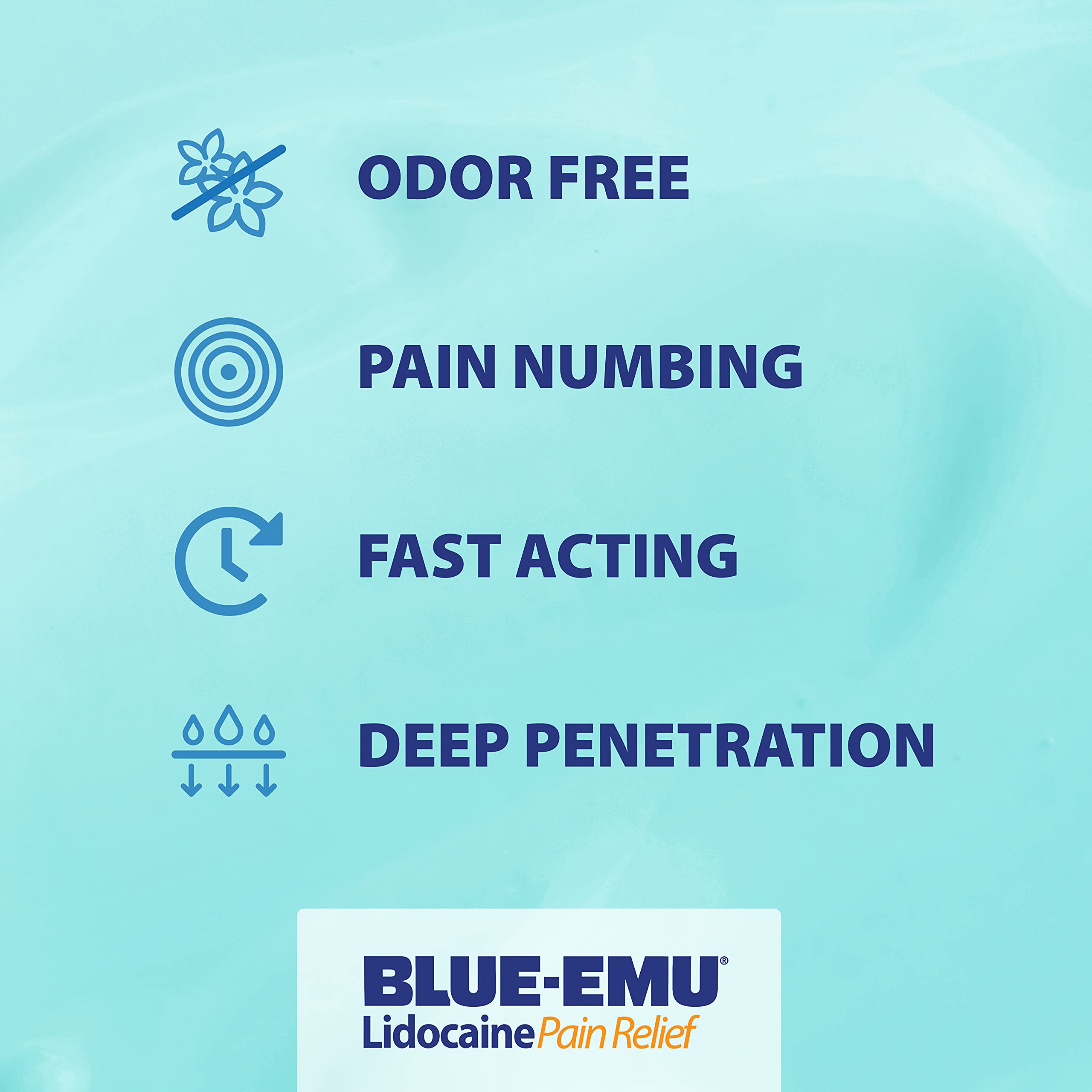Two-pack display of BLUE-EMU lidocaine cream ideal for gym bag or travel.