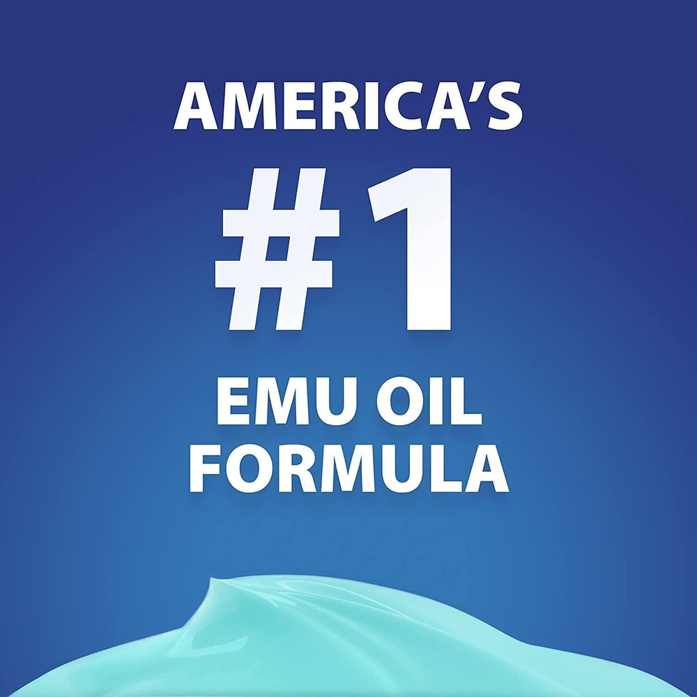 Blue-EMU cream applied to shoulder for targeted muscle relief after activity