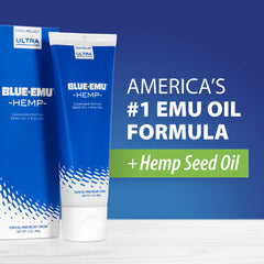 BLUE-EMU Ultra Hemp Arthritis Pain Relief Cream ingredients focus on hemp seed oil.
