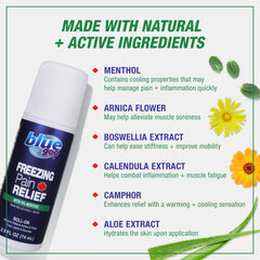 Blue Goo Menthol Roll-On applied to neck for targeted cooling and comfort.