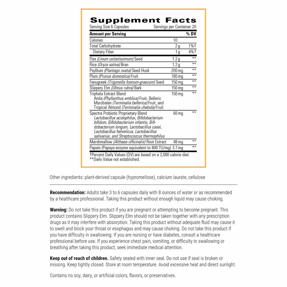 Blue Heron capsules shown with a fiber-rich blend for colon function