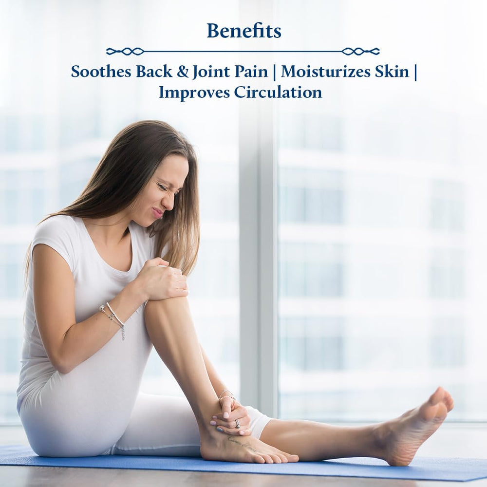 Blue Nectar oil applied around the knee for joint comfort