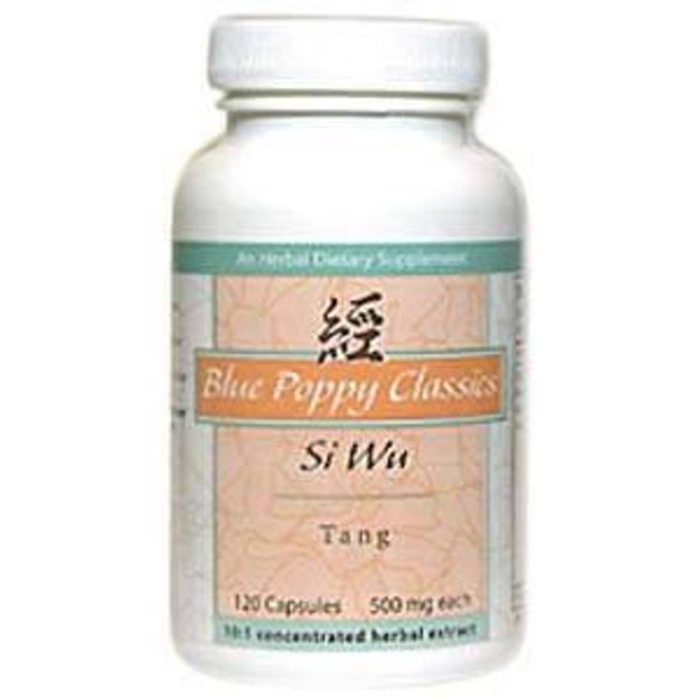 Blue Poppy Si Wu Tang bottle with capsules for traditional herbal balance