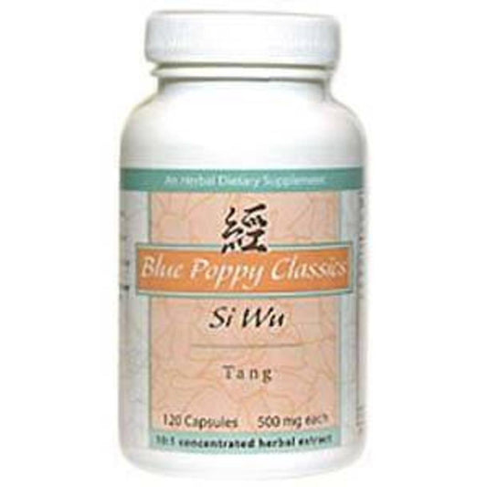 Blue Poppy Si Wu Tang bottle with capsules for traditional herbal balance