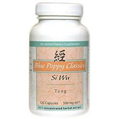 Blue Poppy Si Wu Tang bottle with capsules for traditional herbal balance