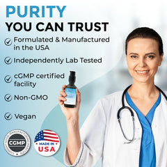 Blue Sky Bioscience Nano Glutathione bottle shows tropical citrus flavor for dosing.