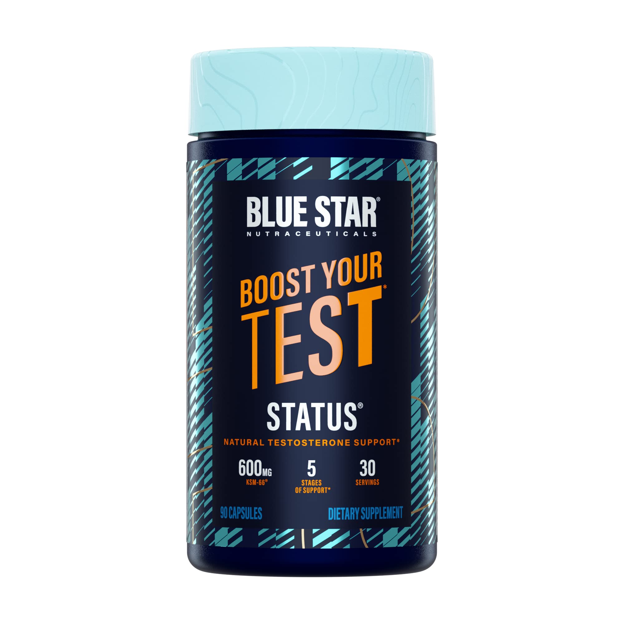 Blue Star Status bottle front for energy and stamina support.