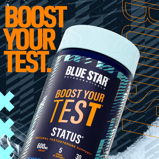 Blue Star Status capsules close-up showing the full-dose formula.