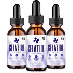 Blue Vibe Gelatide liquid drops in glass bottle for easy daily wellness.