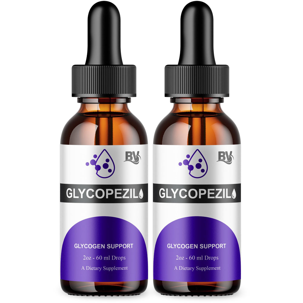 Blue Vibe Glycopezil Drops bottle close-up with amber glass and precise dropper for easy daily use.