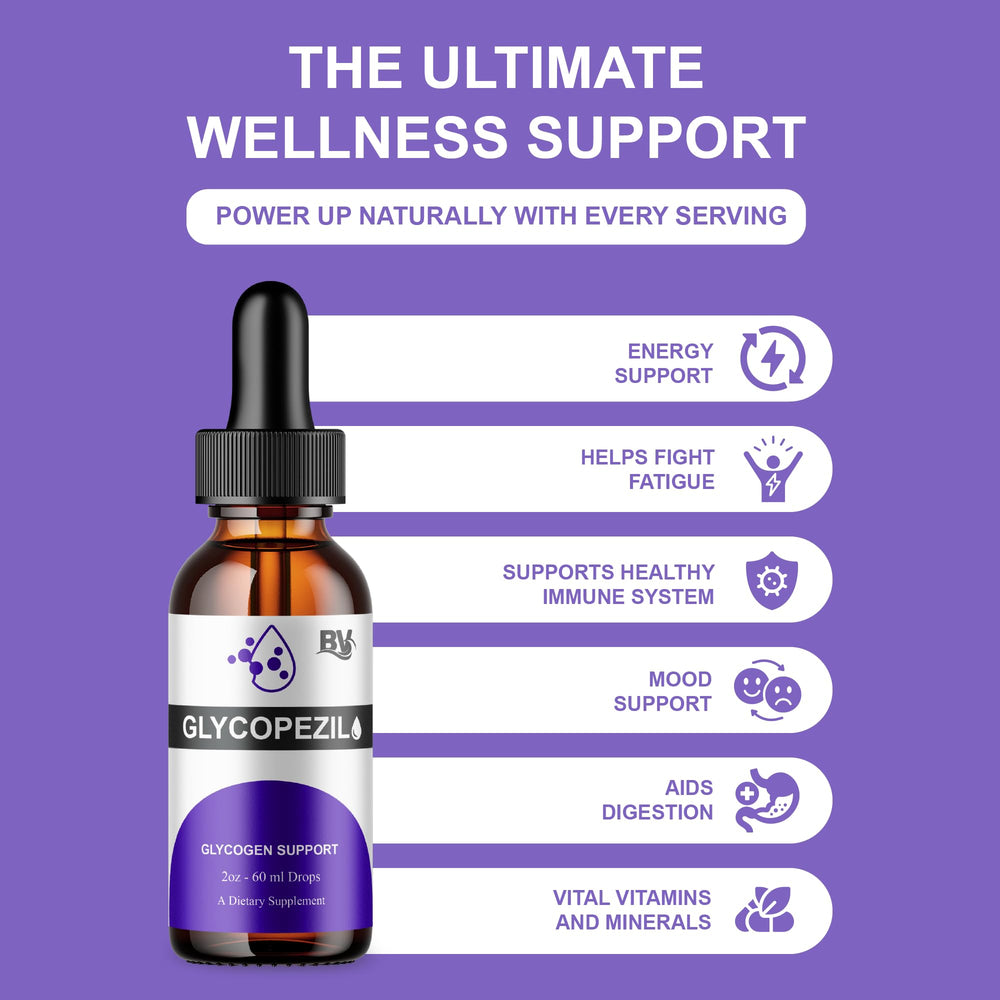 Blue Vibe Glycopezil Drops label close-up highlighting quality focused formulation.