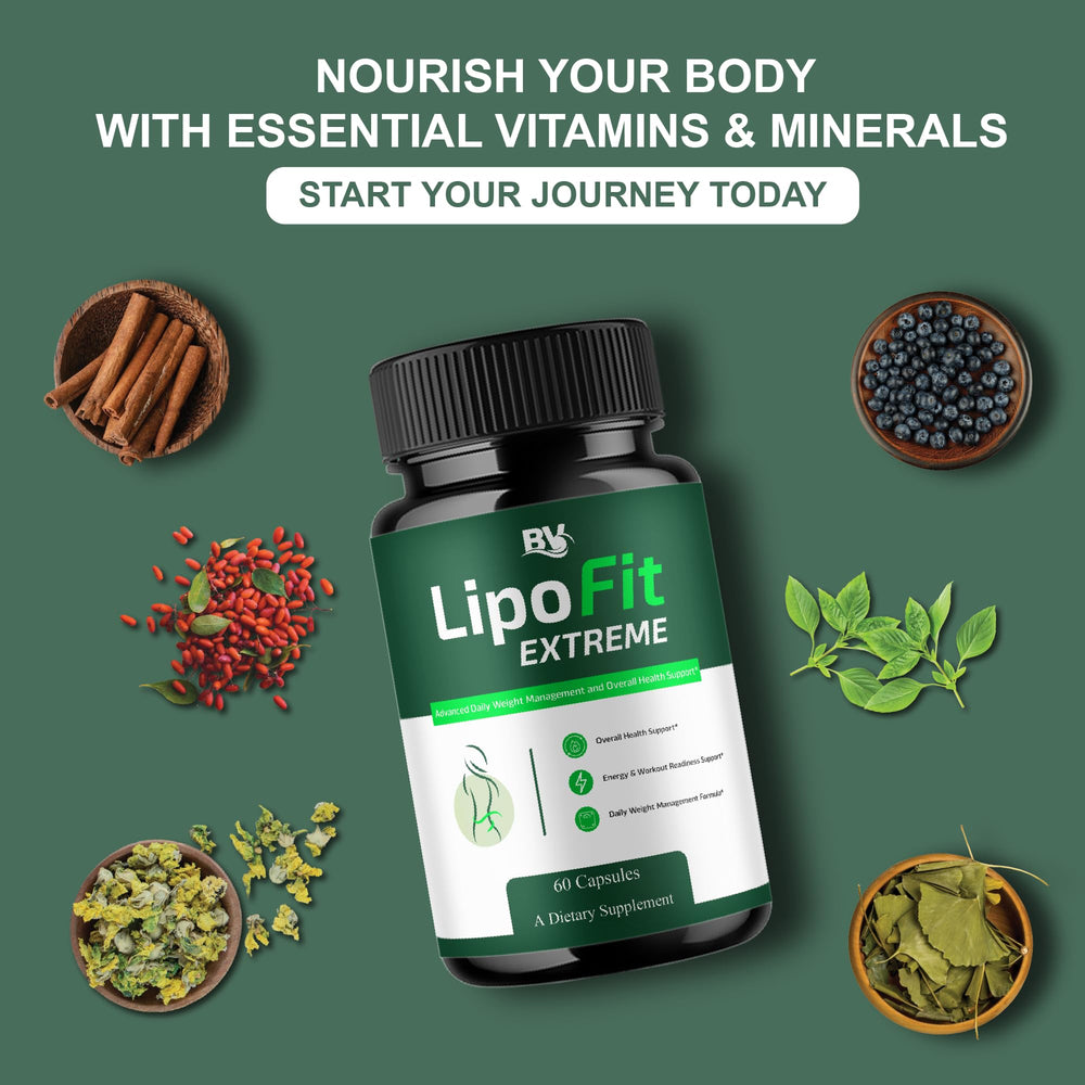 Blue Vibe Lipofit Extreme capsules poured for daily ritual.