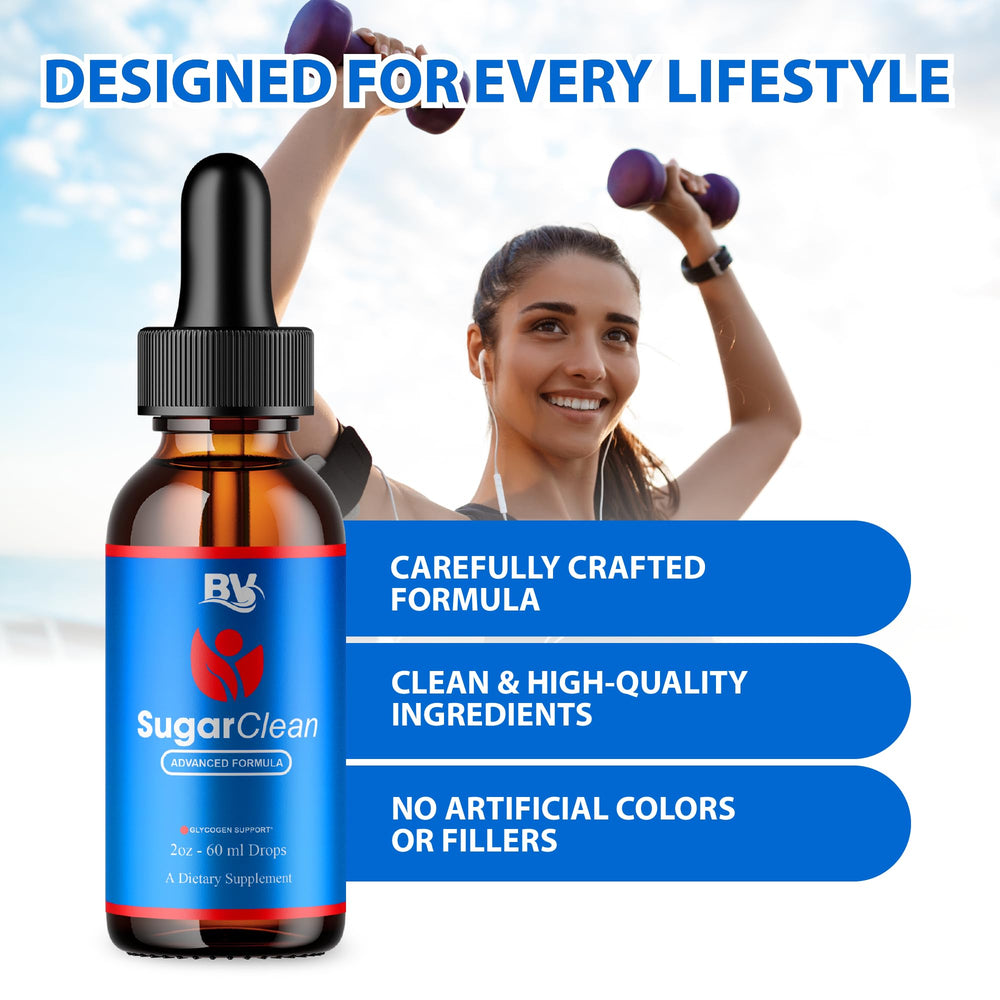 BLUE VIBE Sugar Clean liquid form is easy to mix into routines.