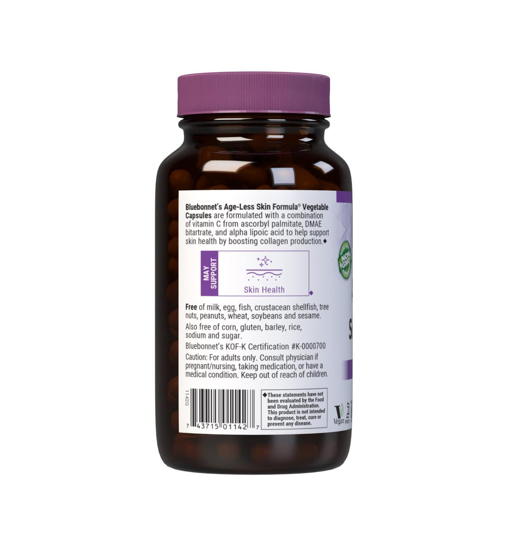 BlueBonnet Age-Less Skin Formula box and bottle setup, shelf-friendly packaging.