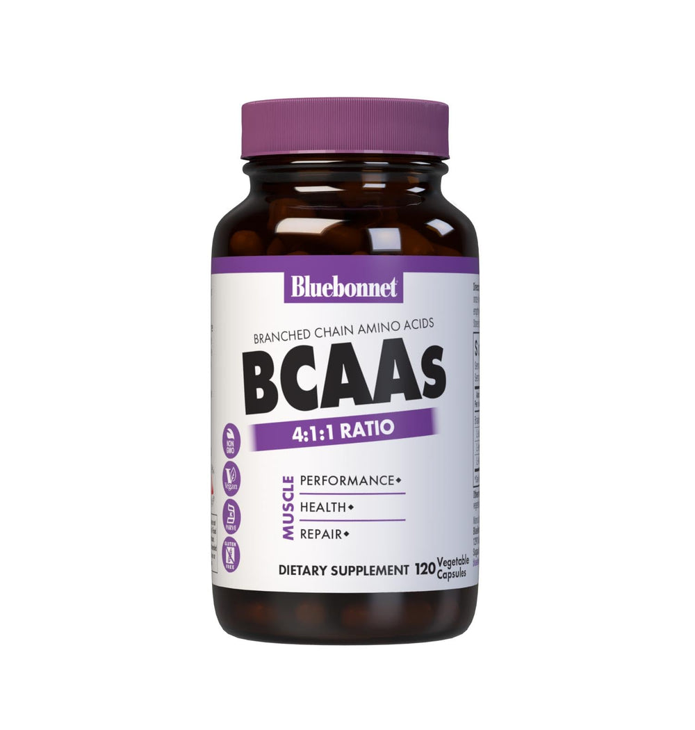 Bluebonnet BCAAs 4:1:1 bottle pour suggesting endurance support.