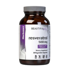 BlueBonnet Beautiful Ally Resveratrol bottle highlights premium vegan capsules for skin support.