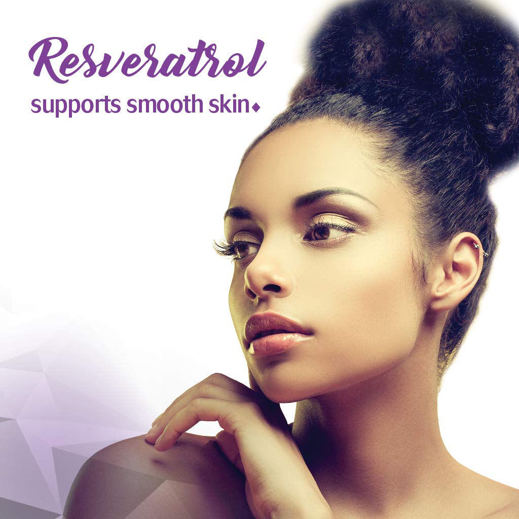 Beautiful Ally Resveratrol bottle beside red wine extract visual emphasize 4:1 ratio.