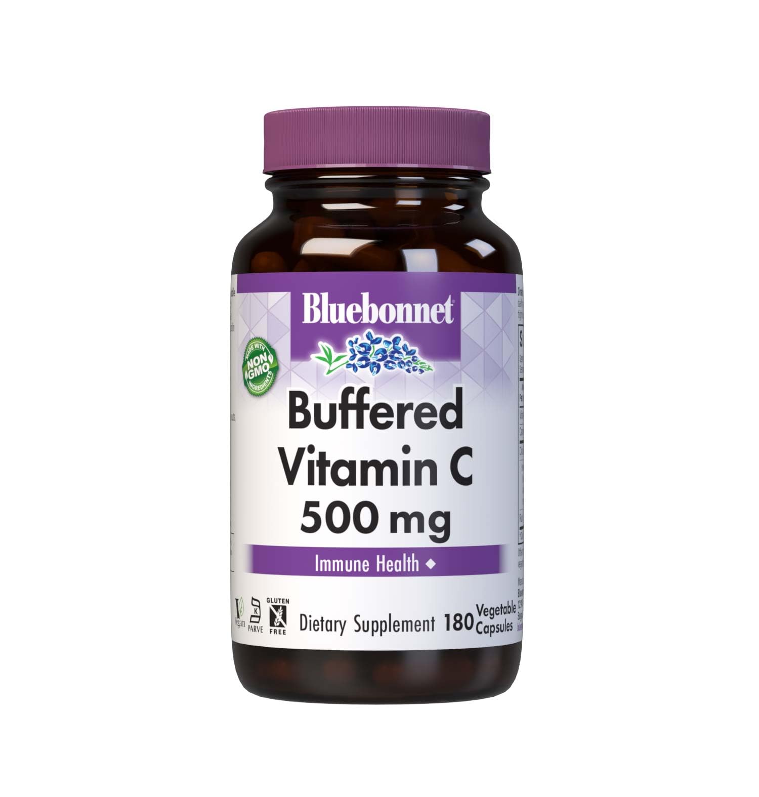 BlueBonnet Buffered Vitamin C-500 mg bottle highlights immune-support formula