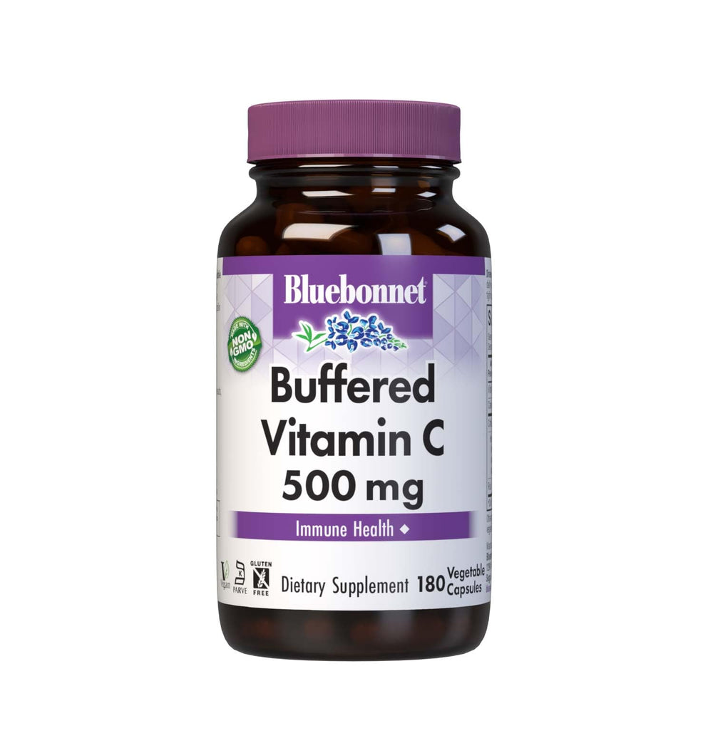 BlueBonnet Buffered Vitamin C-500 mg bottle highlights immune-support formula