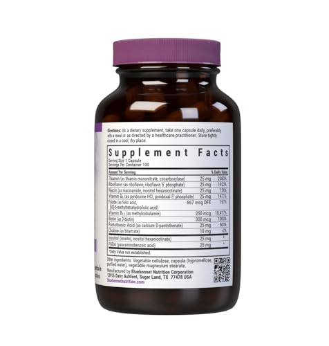 Bluebonnet CellularActive Coenzyme B-Complex capsules closeup emphasizing convenient daily intake.