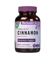 BlueBonnet CinnulinPF cinnamon bark extract bottle with clear label for easy daily dosing.