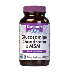 BlueBonnet Glucosamine Chondroitin Plus MSM bottle front view suggesting joint support