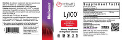 BlueBonnet Intimate Essentials LJ100 bottle front highlighting vegan capsules.
