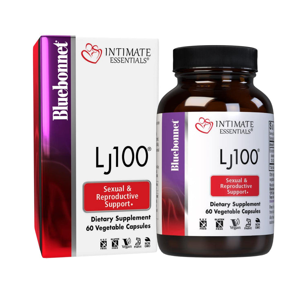 BlueBonnet Intimate Essentials LJ100 capsule close-up for daily wellness support.