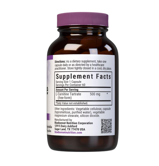 BlueBonnet L-Carnitine 500mg bottle for easy daily supplementation.