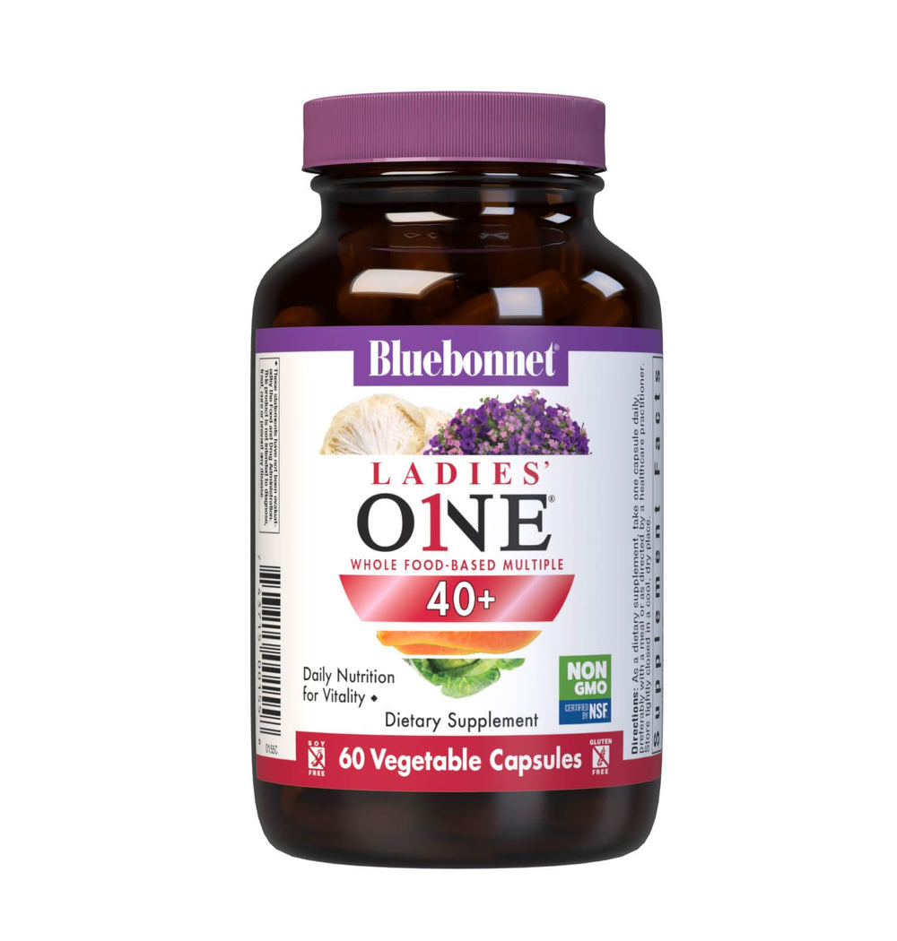 BlueBonnet Ladies' One 40+ bottle supports daily nutrition for women 40+.