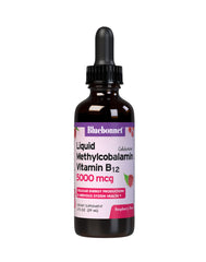 BlueBonnet Liquid B12 bottle emphasizes potency and on-the-go convenience.