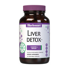 BlueBonnet Liver Detox bottle showing full-label, highlighting whole-food formula and liver support benefits