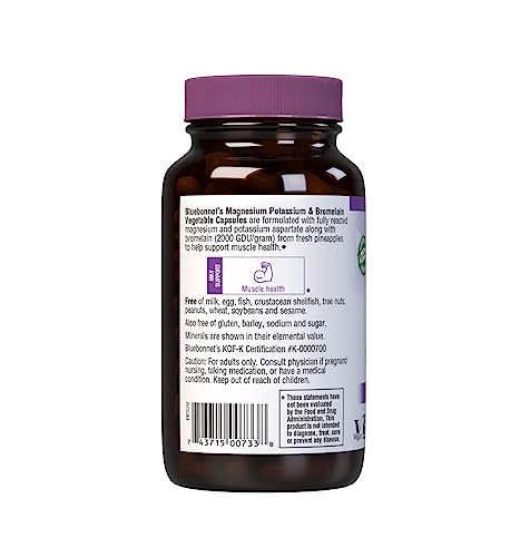 Bluebonnet magnesium-potassium-bromelain serving image for daily routine support