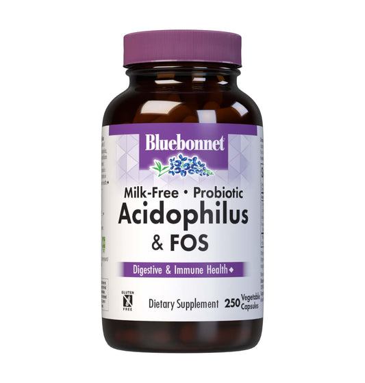 BlueBonnet Milk-Free Probiotic bottle shows 3 Billion CFU per serving for gut support.