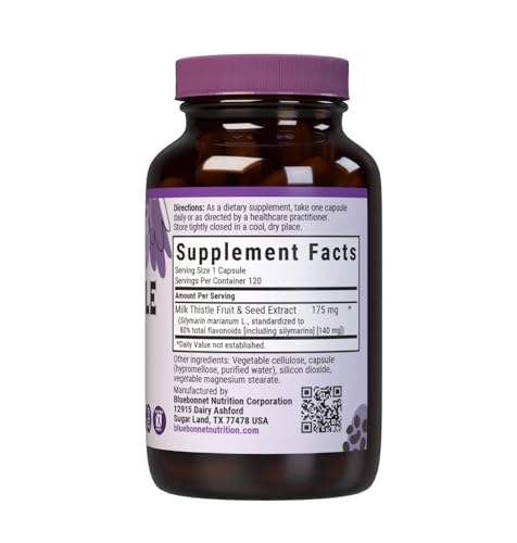 Bluebonnet Milk Thistle standardized extract bottle highlighting 80% flavonoids for daily wellness