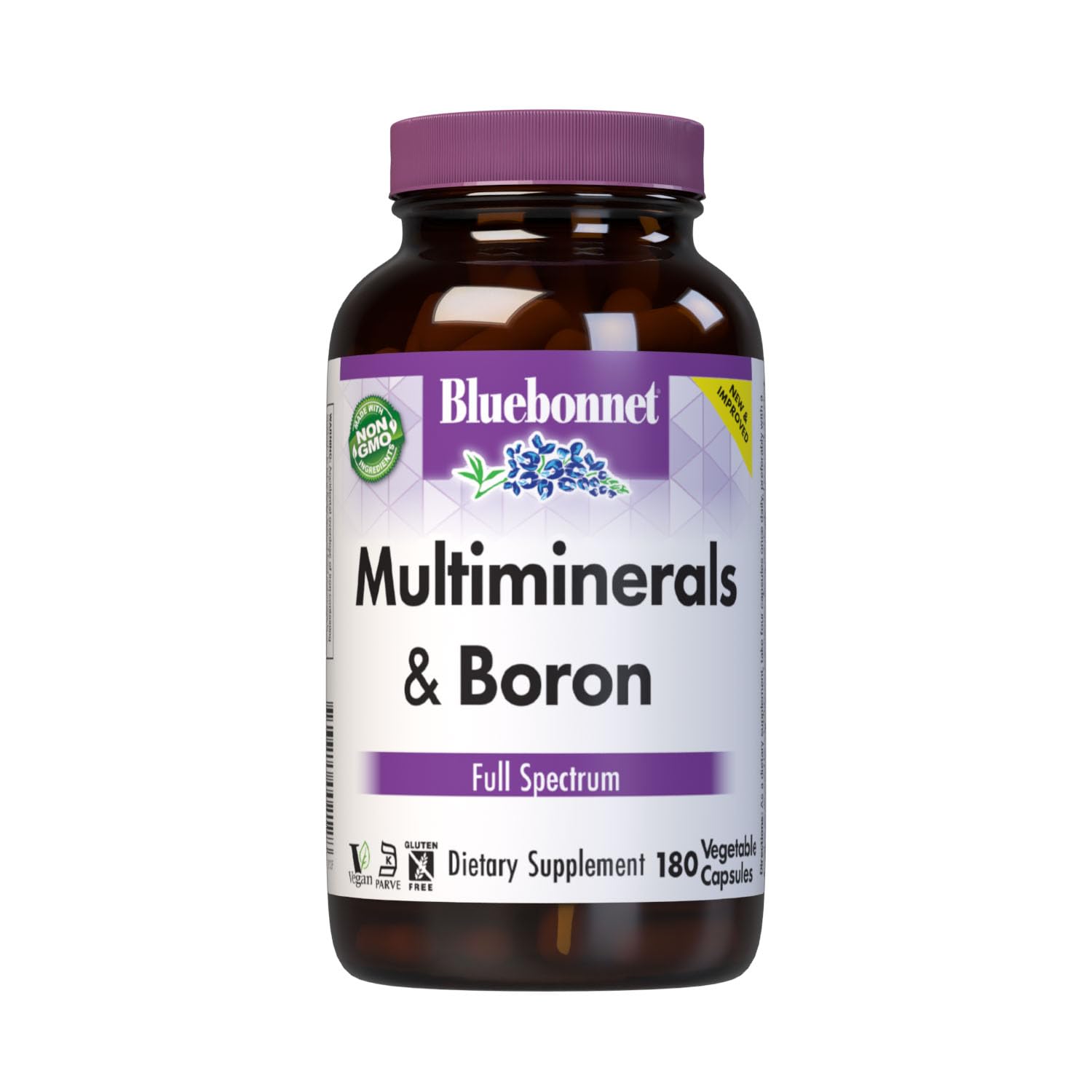 BlueBonnet Multiminerals bottle and capsules for daily mineral support and bone health.