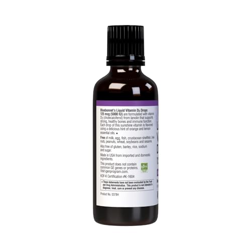 MCT oil-based Vitamin D3 drops by Bluebonnet offer convenient dosing.