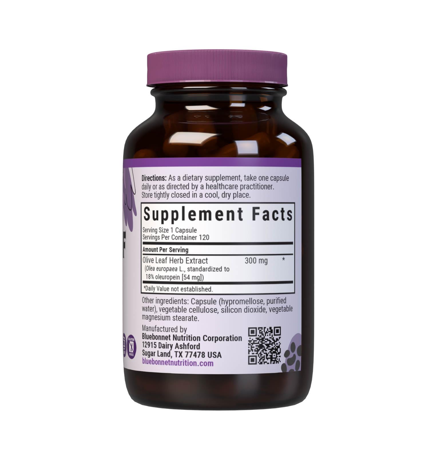 BlueBonnet Olive Leaf capsules 120 servings ready for everyday wellness.