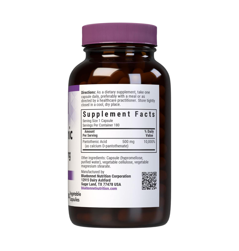 BlueBonnet Pantothenic Acid capsules pour for convenient daily energy support
